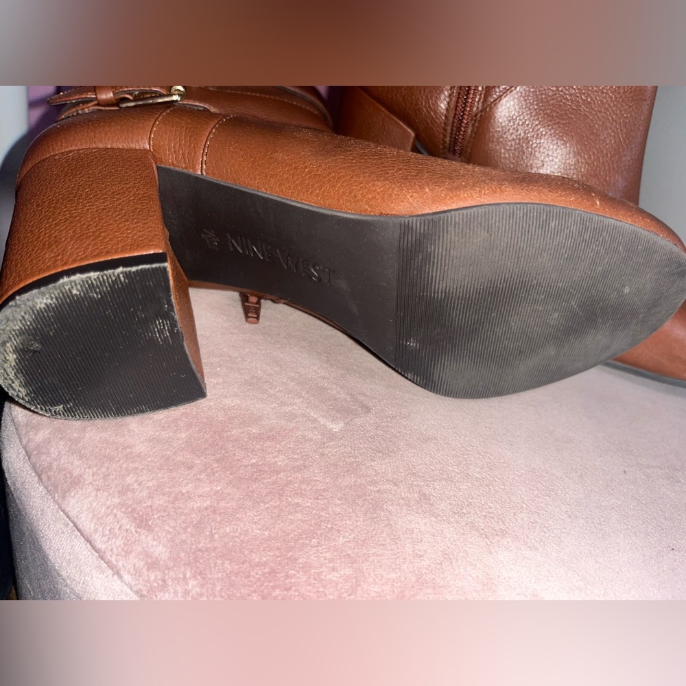 Nine West Women's Brown Leather Booties Size 7.5 - Picture 11 of 11